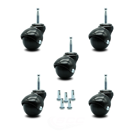Service Caster 2 Inch Gloss Black Hooded Grip Neck Ball Casters, 5PK SCC-GN01S20-POS-GB-516-5